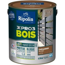 Peinture bois - RIPOLIN - 8007 - Châtaignier - Satiné - 2,5L