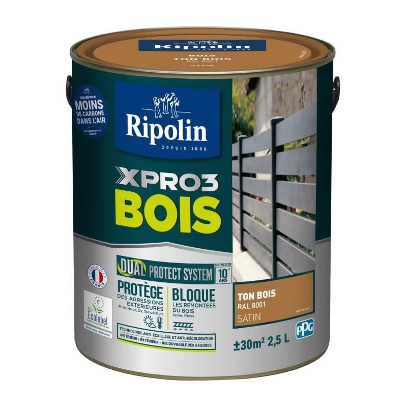 Peinture bois - RIPOLIN - 8001 - Ton Bois - Satiné - 2,5L Peinture bois - RIPOLIN - 8001 - Ton Bois - Satiné - 2,5L