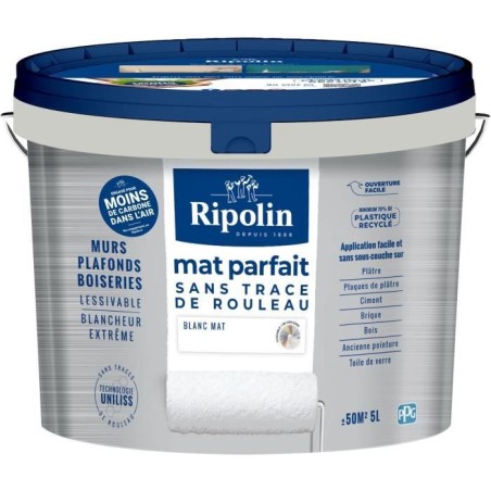 Peinture murs & plafonds parfait - RIPOLIN - 441725 - Blanc - Mat - 5