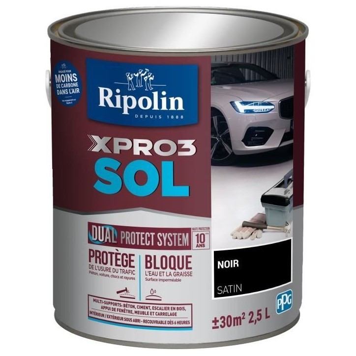 Peinture sol - RIPOLIN - Noir - Mat - 2,5L