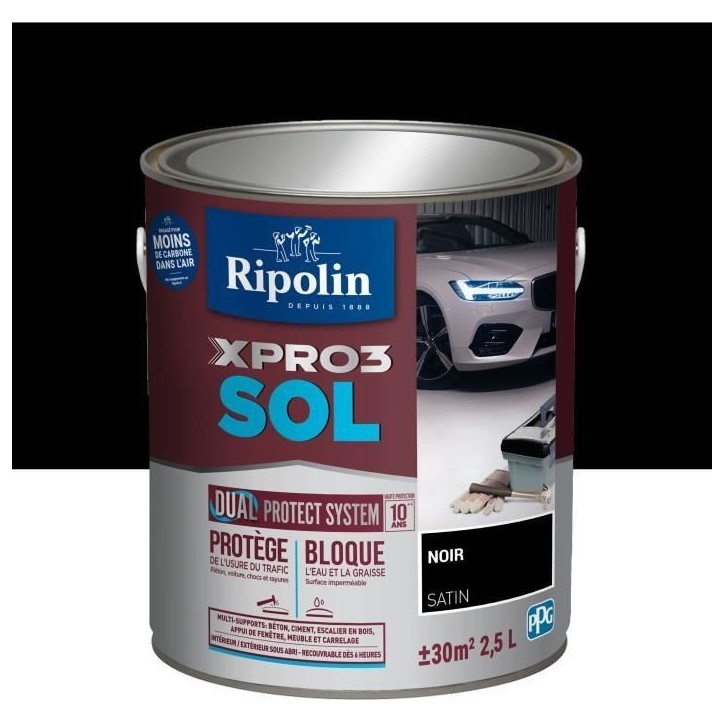 Peinture sol - RIPOLIN - Noir - Mat - 2,5L