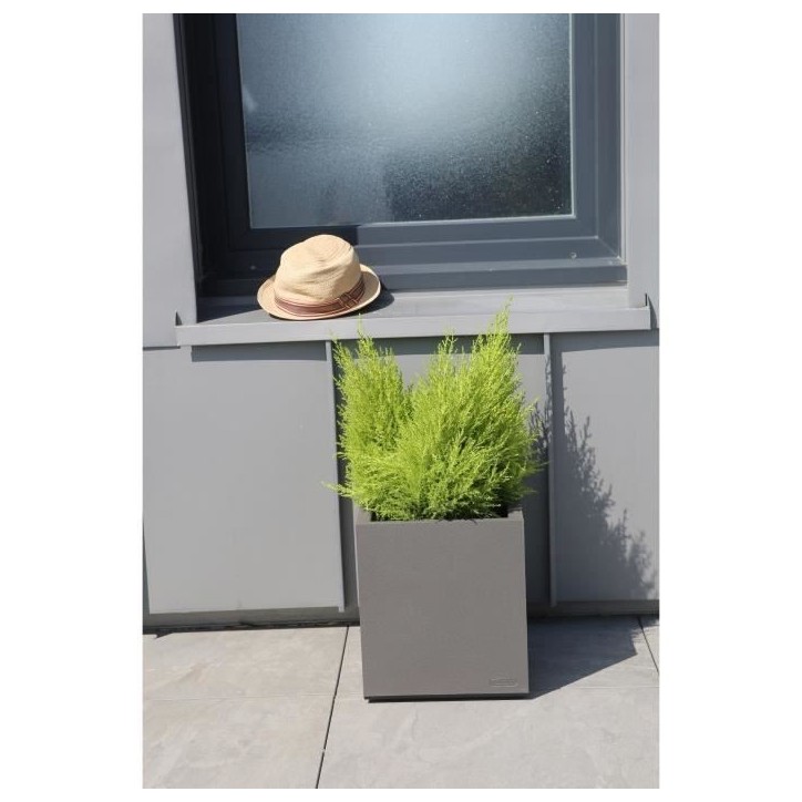 Bac Granit - RIVIERA - 40x40 cm - Gris - Avec réserve d'eau - 38 L