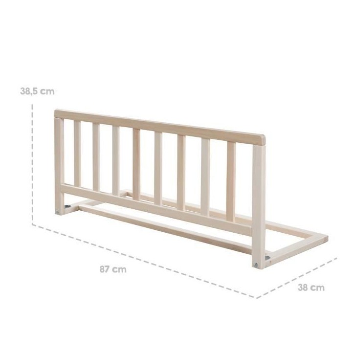 ROBA Barriere de Lit 90 cm - Protection Anti-Chute Sûre pour Bébés et Enfants - de 18 Mois a 5 Ans - Montage Facile - Bois Na ROBA Barriere de Lit 90 cm - Protection Anti-Chute Sûre pour Bébés et Enfants - de 18 Mois a 5 Ans - Montage Facile - Bois Na