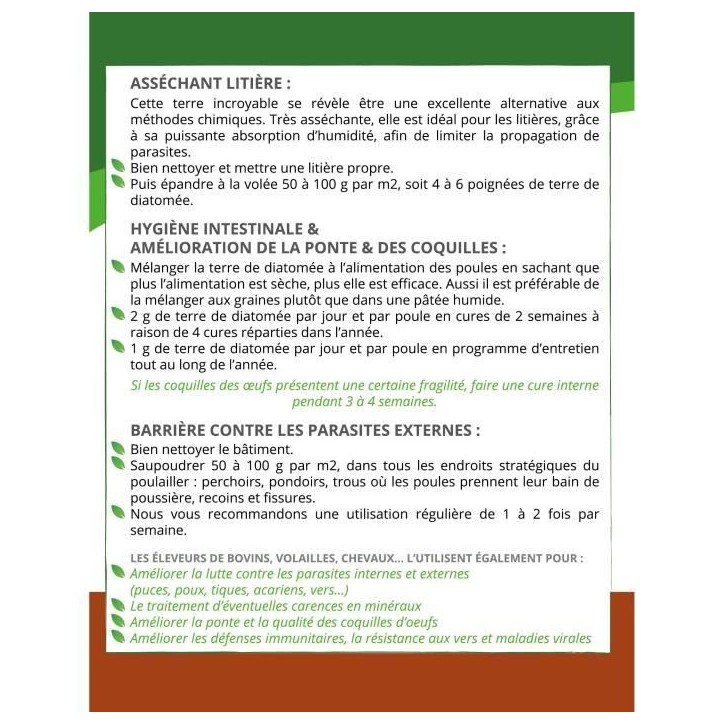 TERRA NOSTRA - Terre de Diatomée Spéciale Basse Cour - 161407 - Qualité Alimentaire - Poudreuse 300 g