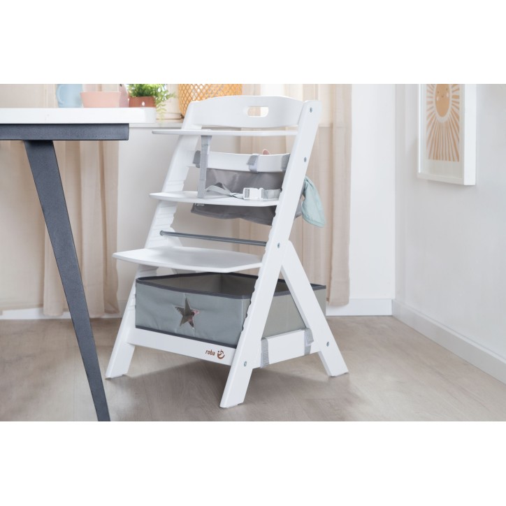 Chaise haute évolutive - ROBA - LIV UP - De 6 mois jusqu'a 70 kg - Set organisateur inclus - Blanc