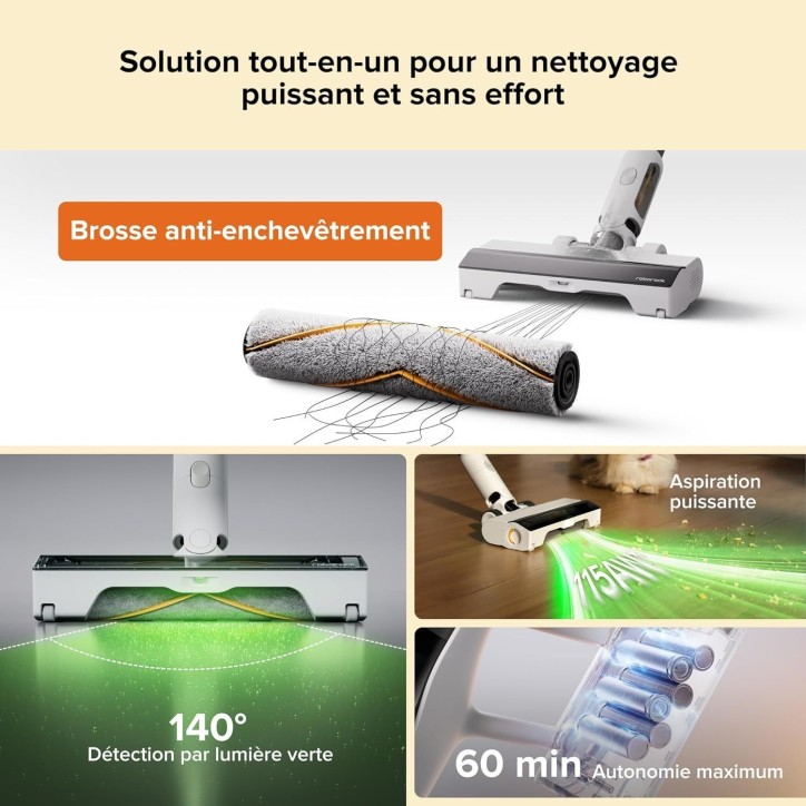 ROBOROCK H60 HUB - Aspirateur Balai sans Fil avec Station de Vidage Automatique - Batterie Amovible 60 Min - 115 AW ROBOROCK H60 HUB - Aspirateur Balai sans Fil avec Station de Vidage Automatique - Batterie Amovible 60 Min - 115 AW