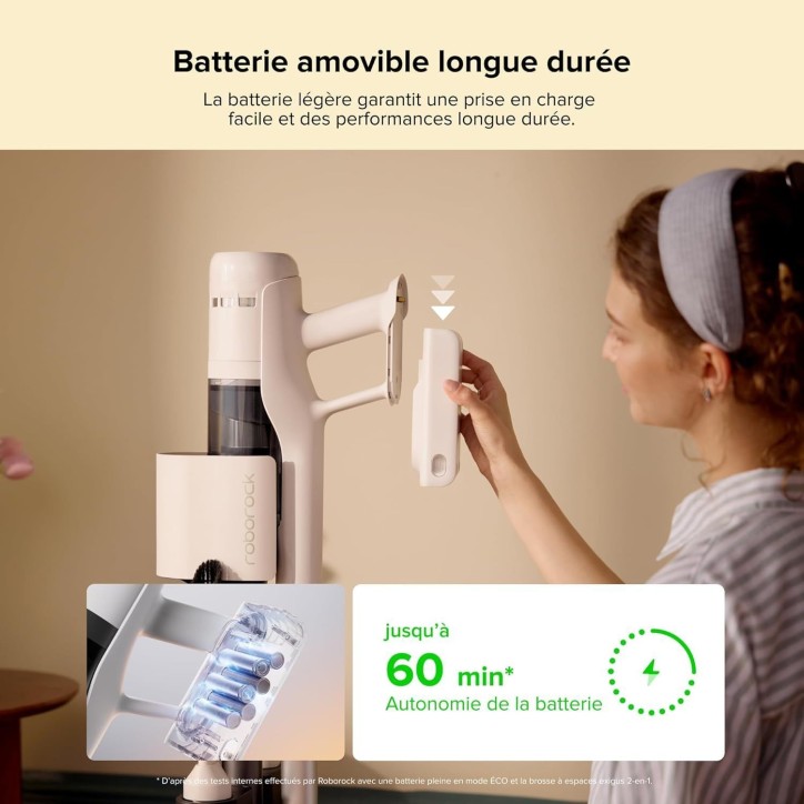 ROBOROCK H60 HUB - Aspirateur Balai sans Fil avec Station de Vidage Automatique - Batterie Amovible 60 Min - 115 AW ROBOROCK H60 HUB - Aspirateur Balai sans Fil avec Station de Vidage Automatique - Batterie Amovible 60 Min - 115 AW