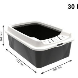 Bac a litiere avec rebords - ROTHO MYPET - BONNIE - 57.2 x 39.3 x 20.9 cm - Noir