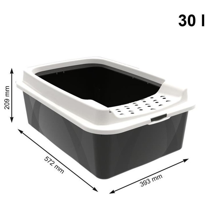 Bac a litiere avec rebords - ROTHO MYPET - BONNIE - 57.2 x 39.3 x 20.9 cm - Noir