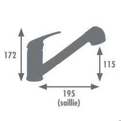 Edouard Rousseau - Mitigeur Evier BAGO - Douchette Extractible 2 Jets