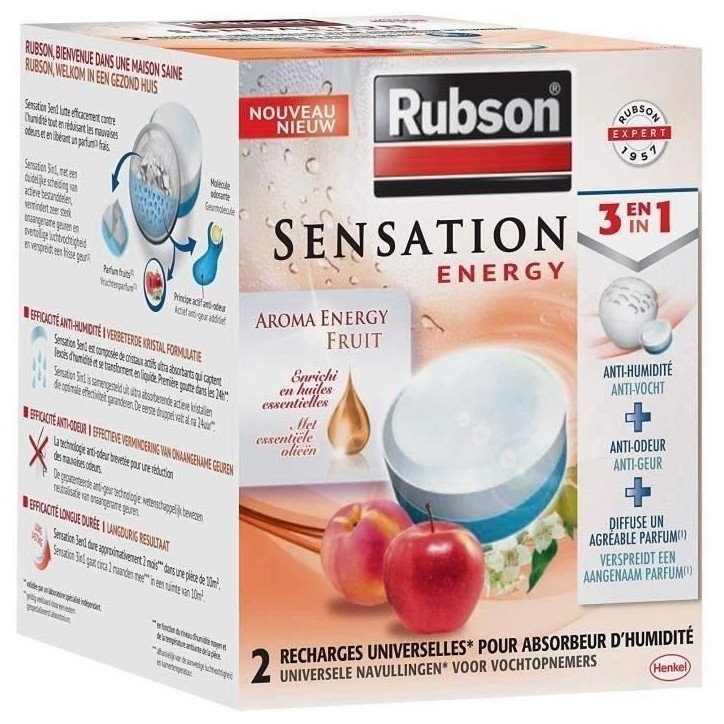 RUBSON Recharge SENSATION 3en1 Aroma Energy Fruit Lot de 2 recharges