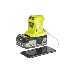 RYOBI - Chargeur USB 18V ONE+ - 2 ports USB pour charger a partir d'un