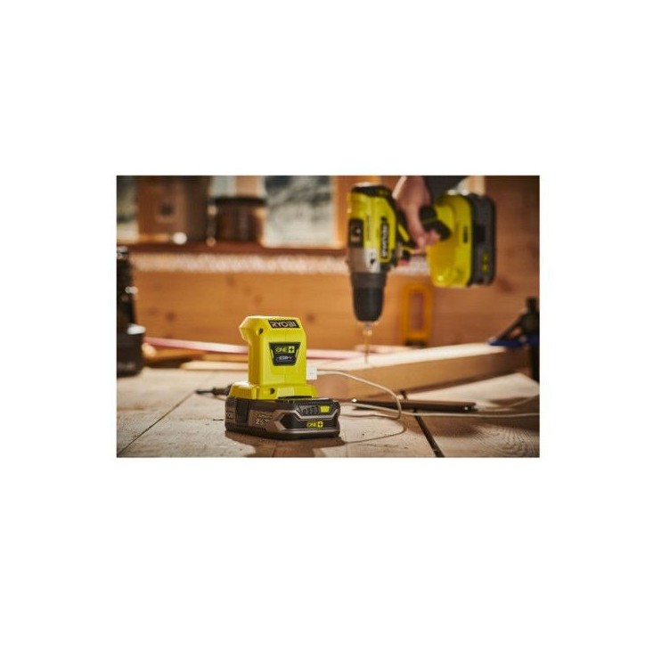 RYOBI - Chargeur USB 18V ONE+ - 2 ports USB pour charger a partir d'une batterie ONE+TM - R18USB-0