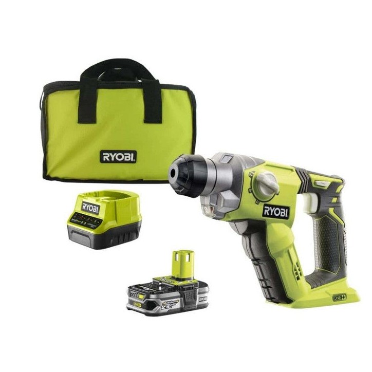 RYOBI - Perforateur SDS+ 18V ONE+ - 4 modes - 1,3 Joules Epta + batterie 2,5 Ah - chargeur, sac de transport - R18SDS-125S