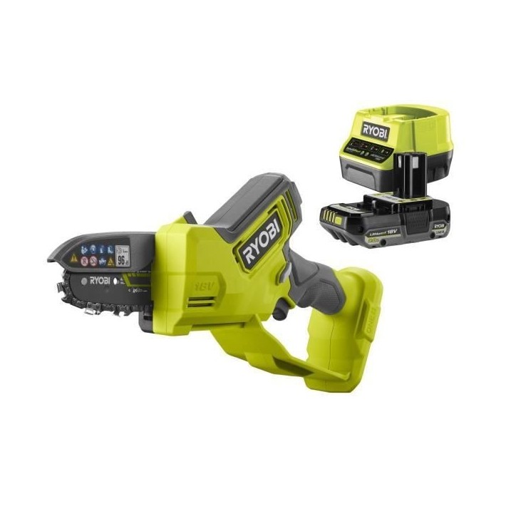 RYOBI - Élagueur a main 18V ONE+ - Brushless- guide 10 cm - 6 m/s - tendeur sans outil + batterie 2,0 Ah & chargeur - RY18PSX10 RYOBI - Élagueur a main 18V ONE+ - Brushless- guide 10 cm - 6 m/s - tendeur sans outil + batterie 2,0 Ah & chargeur - RY18PSX10