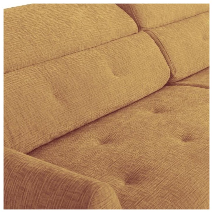 Canapé convertible express - 2 / 3 places - SAFIA - Tissu gauffré - Ocre - Matelas 15 cm - 206 x 105 x 76/94 cm - DUNLOPILLO