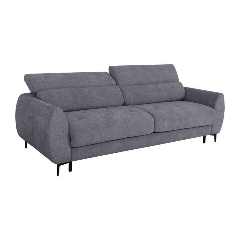 Canapé convertible express - 3 places - SAFIA - Tissu gauffré - Gris Canapé convertible express - 3 places - SAFIA - Tissu gauffré - Gris