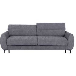 Canapé convertible express - 3 places - SAFIA - Tissu gauffré - Gris