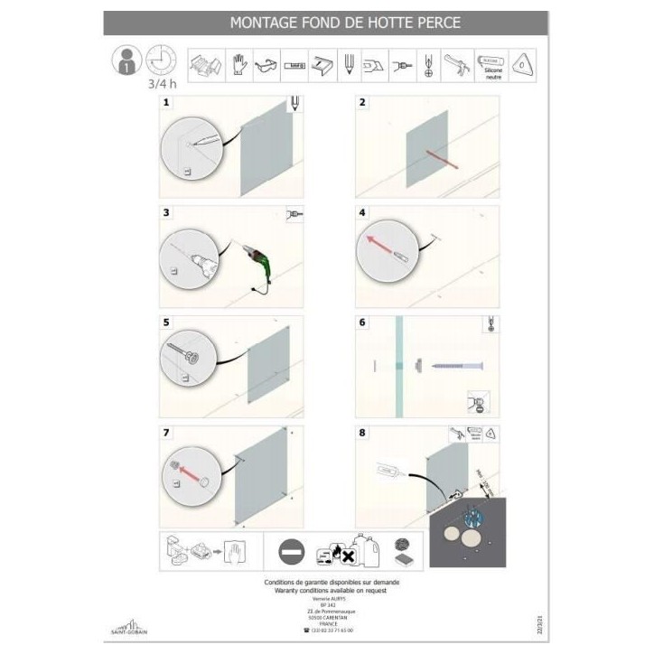 Credence - SAINT GOBAIN - Noir mat - Verre - 45x60