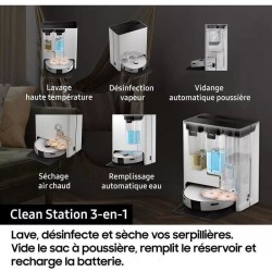 Aspirateur Robot Laveur - Samsung Jet Bot Combo AI VR7MD97A14G - Clean