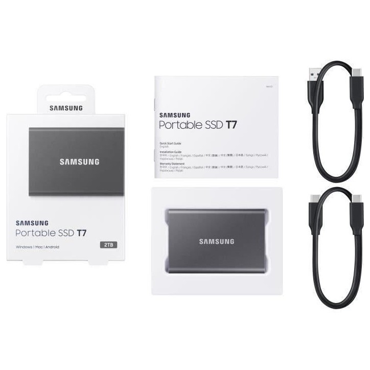SAMSUNG SSD Externe T7 Gris 2 To MU-PC2T0T/WW SAMSUNG SSD Externe T7 Gris 2 To MU-PC2T0T/WW