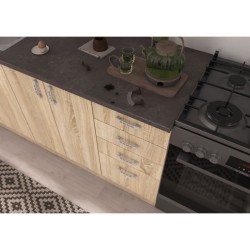 SARA Cuisine complete modulable - 8 éléments - Décor chene sonoma -