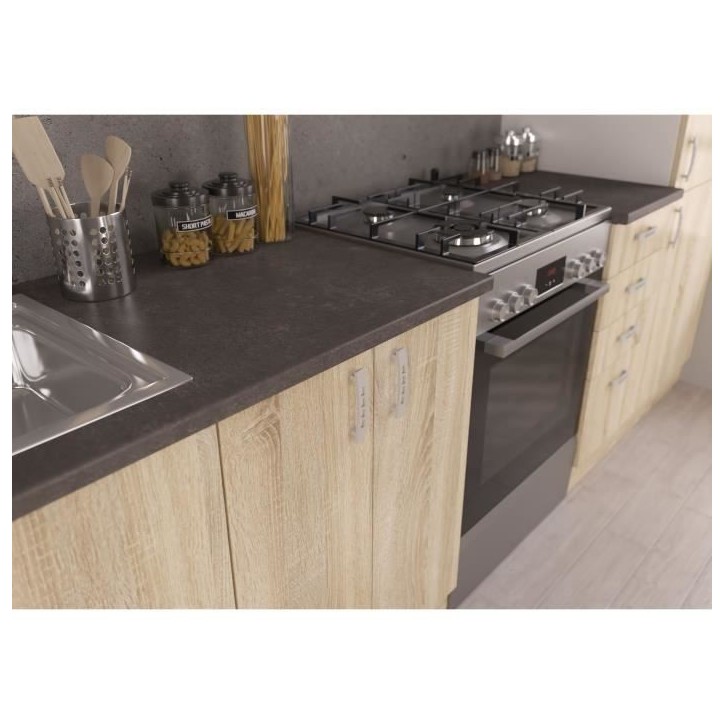 SARA Cuisine complete modulable - 8 éléments - Décor chene sonoma - L 300 cm - Plan de travail non inclus SARA Cuisine complete modulable - 8 éléments - Décor chene sonoma - L 300 cm - Plan de travail non inclus
