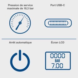 gonfleur electrique compresseur a air portatif sans fil 10,3 bars 150