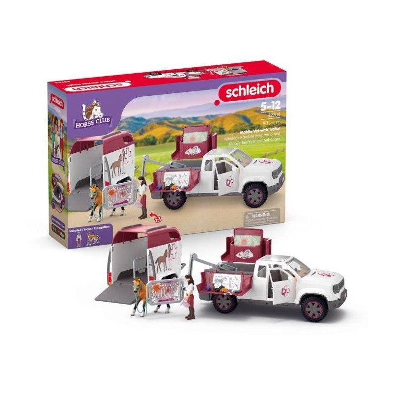 Coffret Vétérinaire mobile avec remorque, SCHLEICH 42704 Horse Club