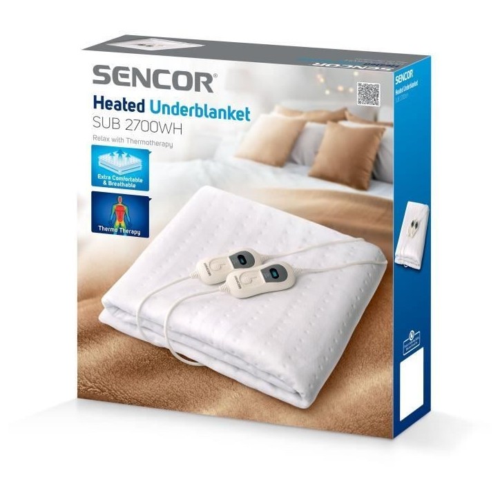 Couverture chauffante - SENCOR - SUB 2700WH - 120 W - 3 températures - Blanc Couverture chauffante - SENCOR - SUB 2700WH - 120 W - 3 températures - Blanc