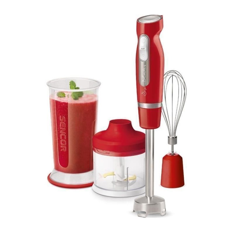 Mixeur plongeant - SENCOR - SHB 4464RD - 800W - Rouge - Avec accessoir