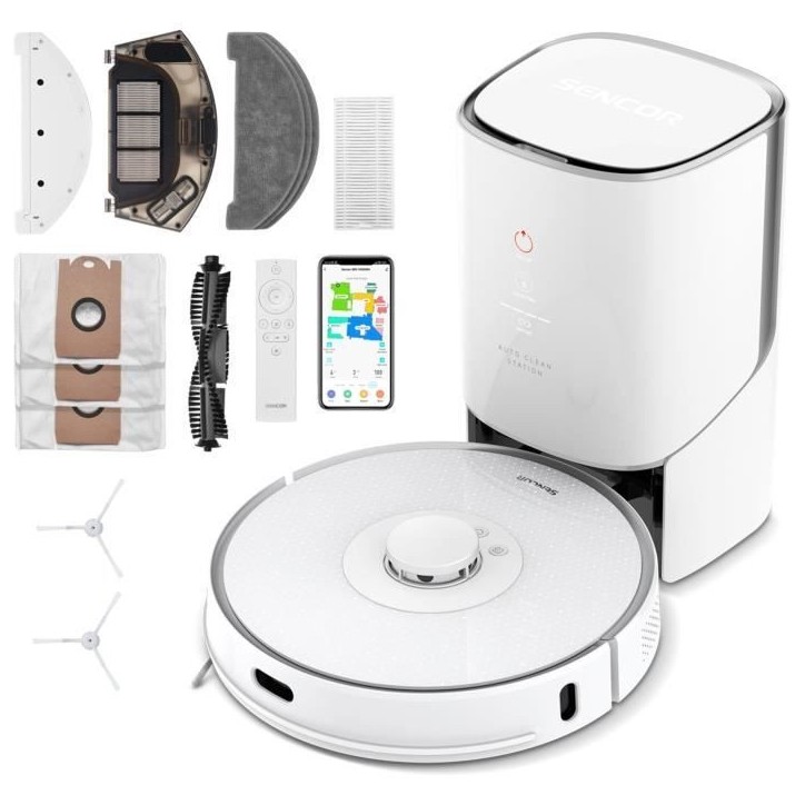 Aspirateur Robot Laveur - SENCOR - SRV 9385WH - 4000 Pa - 200 min - 70 db - Blanc Aspirateur Robot Laveur - SENCOR - SRV 9385WH - 4000 Pa - 200 min - 70 db - Blanc