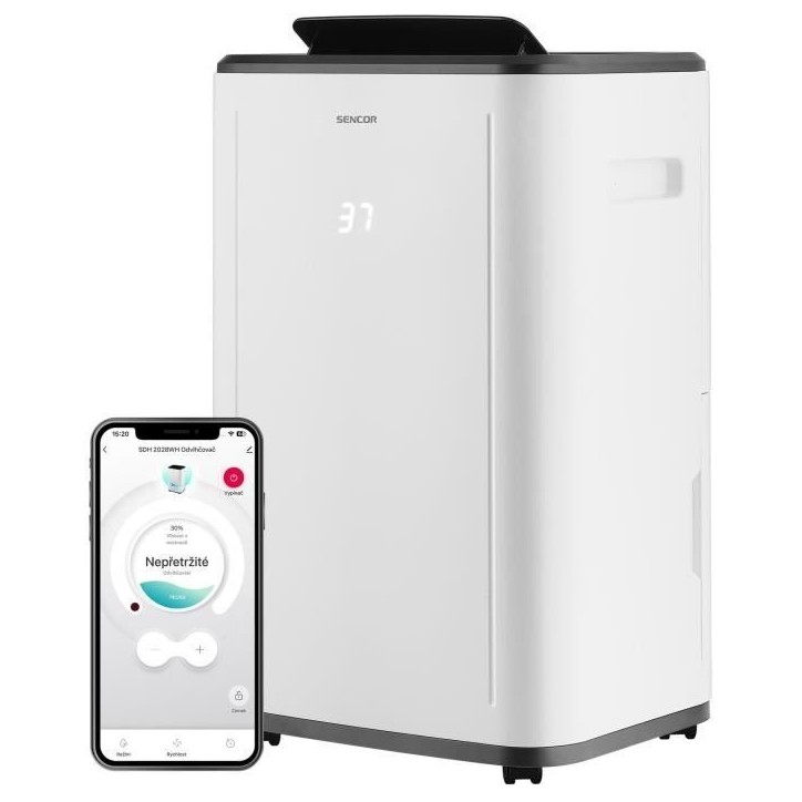 Déshumidificateur mobile intelligent - SENCOR - SDH 2028WH - 360 W - 20 L/jour - Réservoir : 6 L - 2 vitesses - Blanc Déshumidificateur mobile intelligent - SENCOR - SDH 2028WH - 360 W - 20 L/jour - Réservoir : 6 L - 2 vitesses - Blanc