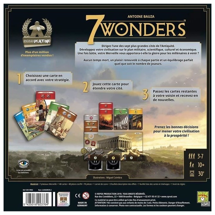 Repos Production | 7 Wonders - Nouvelle version | Unbox Now | Jeu de société | a partir de 10 ans | 3 a 7 joueurs | 30 minutes