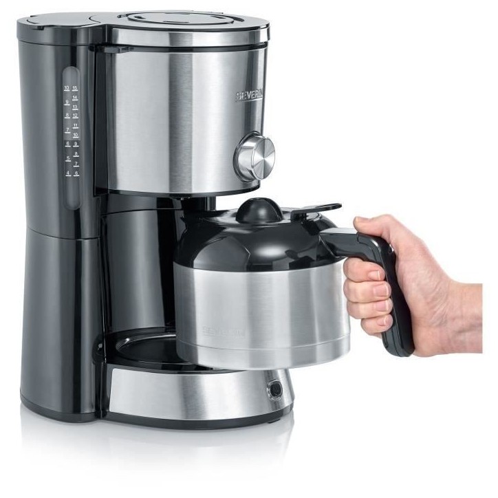 Cafetiere filtre isotherme SEVERIN KA4845 - 8 tasses - 1 L - 1 000 W - Sélecteur d'arôme - Inox/Noir Cafetiere filtre isotherme SEVERIN KA4845 - 8 tasses - 1 L - 1 000 W - Sélecteur d'arôme - Inox/Noir
