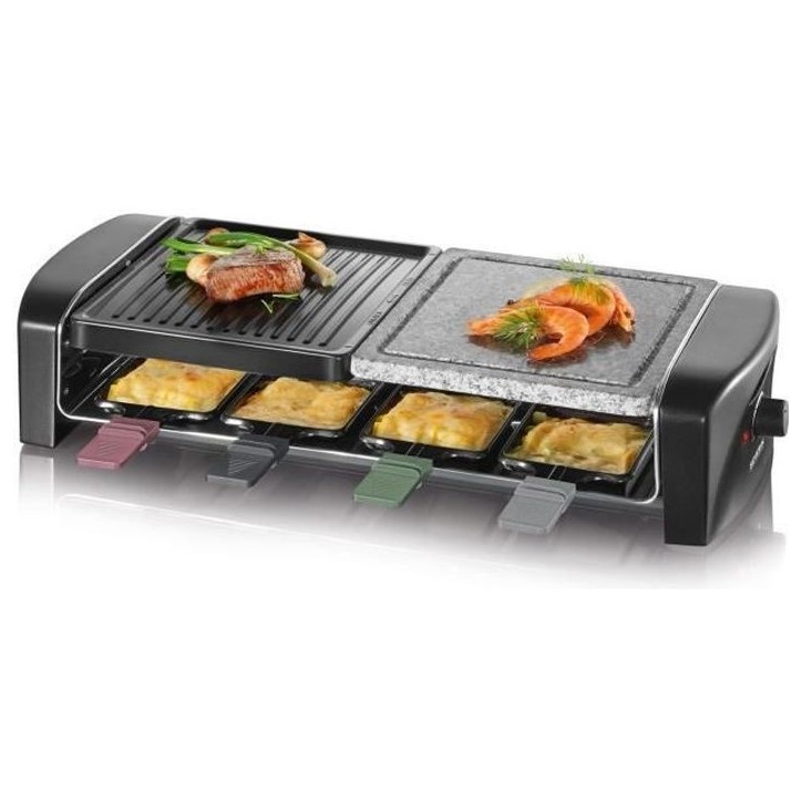 Appareil a raclette SEVERIN - RG9645 - Jusqu'a 8 personnes - Plaques de cuisson combinées - 1400W