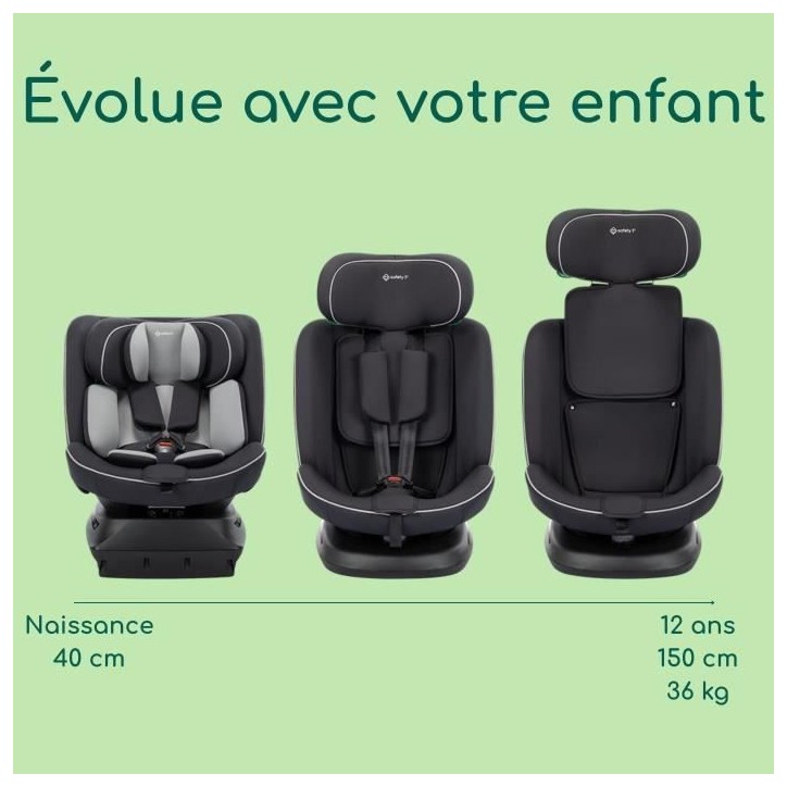 SAFETY 1ST Siege auto Cosmo I-Safe I-Size, De 0 a 12 ans, 40 - 150 cm, Installation facile de la ceinture, Rotation a 360°, Bla SAFETY 1ST Siege auto Cosmo I-Safe I-Size, De 0 a 12 ans, 40 - 150 cm, Installation facile de la ceinture, Rotation a 360°, Bla