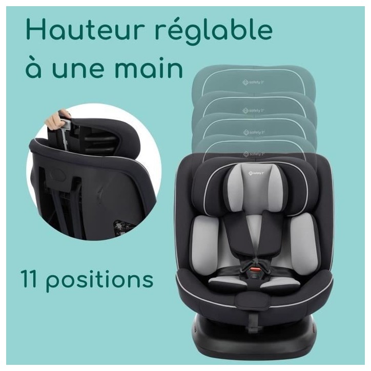 SAFETY 1ST Siege auto Cosmo I-Safe I-Size, De 0 a 12 ans, 40 - 150 cm, Installation facile de la ceinture, Rotation a 360°, Bla SAFETY 1ST Siege auto Cosmo I-Safe I-Size, De 0 a 12 ans, 40 - 150 cm, Installation facile de la ceinture, Rotation a 360°, Bla