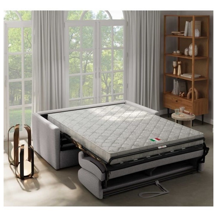 Canapé convertible express - 3 places - SMALL - Tissu gris - 168 x 98 x 86 cm