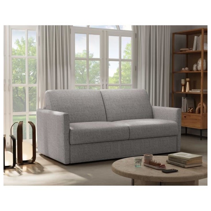 Canapé convertible express - 3 places - SMALL - Tissu gris - 168 x 98 x 86 cm