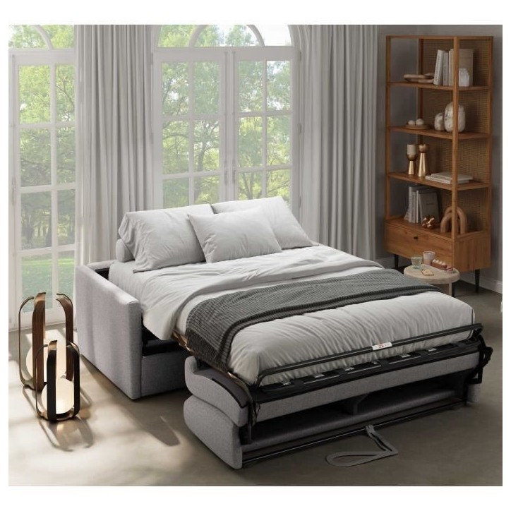 Canapé convertible express - 3 places - SMALL - Tissu gris - 168 x 98 x 86 cm