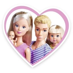 Steffi enceinte poupée 29 cm , avec Kevin 30 cm Evi 12 cm dans sa pou