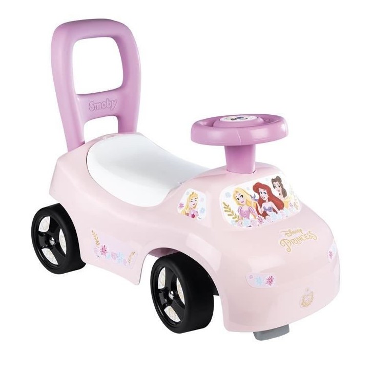 Smoby - Porteur auto enfant 2 en 1 - Disney Princesse - Coffre sous la selle - Des 10 mois - Fabrication française