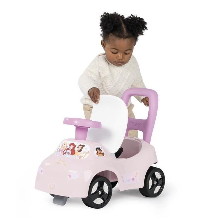 Smoby - Porteur auto enfant 2 en 1 - Disney Princesse - Coffre sous la selle - Des 10 mois - Fabrication française