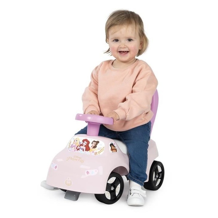 Smoby - Porteur auto enfant 2 en 1 - Disney Princesse - Coffre sous la selle - Des 10 mois - Fabrication française