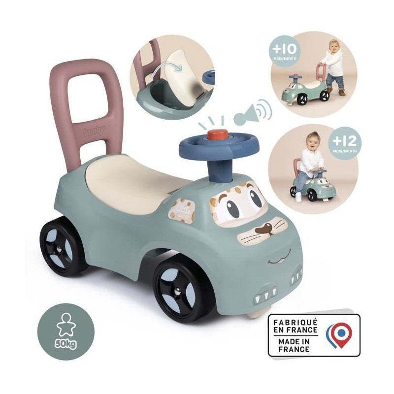 Little Smoby - Porteur Auto - Coffre sous la selle + siege - Klaxon -