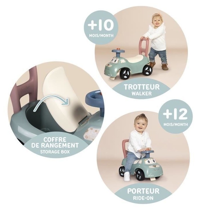 Little Smoby - Porteur Auto - Coffre sous la selle + siege - Klaxon - A partir de 10 ans - Fabrication française Little Smoby - Porteur Auto - Coffre sous la selle + siege - Klaxon - A partir de 10 ans - Fabrication française