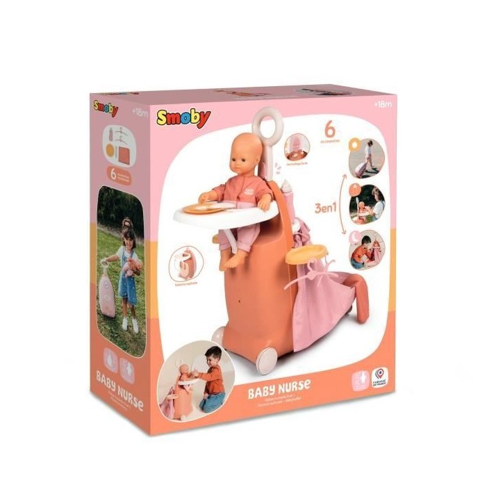 SMOBY - Baby Nurse - Valise nurserie 3 en 1 - des 18 mois
