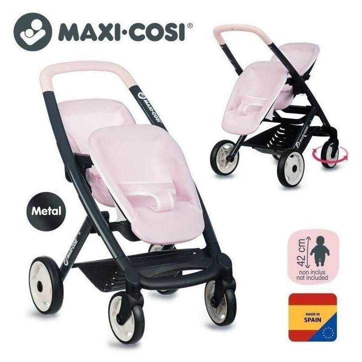 SMOBY - Maxi-Cosi Poussette Jumeaux Rose - des 3 ans