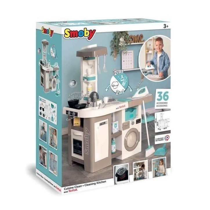 SMOBY - Tefal cuisine clean - Jouet d'imitation cuisine et ménage - 36 accessoires - Fonctions sonores - Des 3 ans SMOBY - Tefal cuisine clean - Jouet d'imitation cuisine et ménage - 36 accessoires - Fonctions sonores - Des 3 ans
